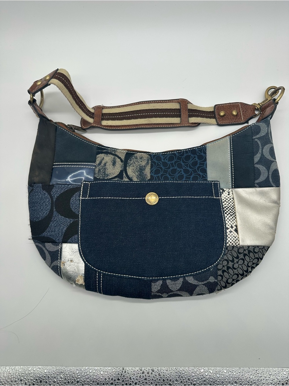 Y2K Coach Patchwork Denim & Mixed-Material Shoulder Bag - ( For repair)